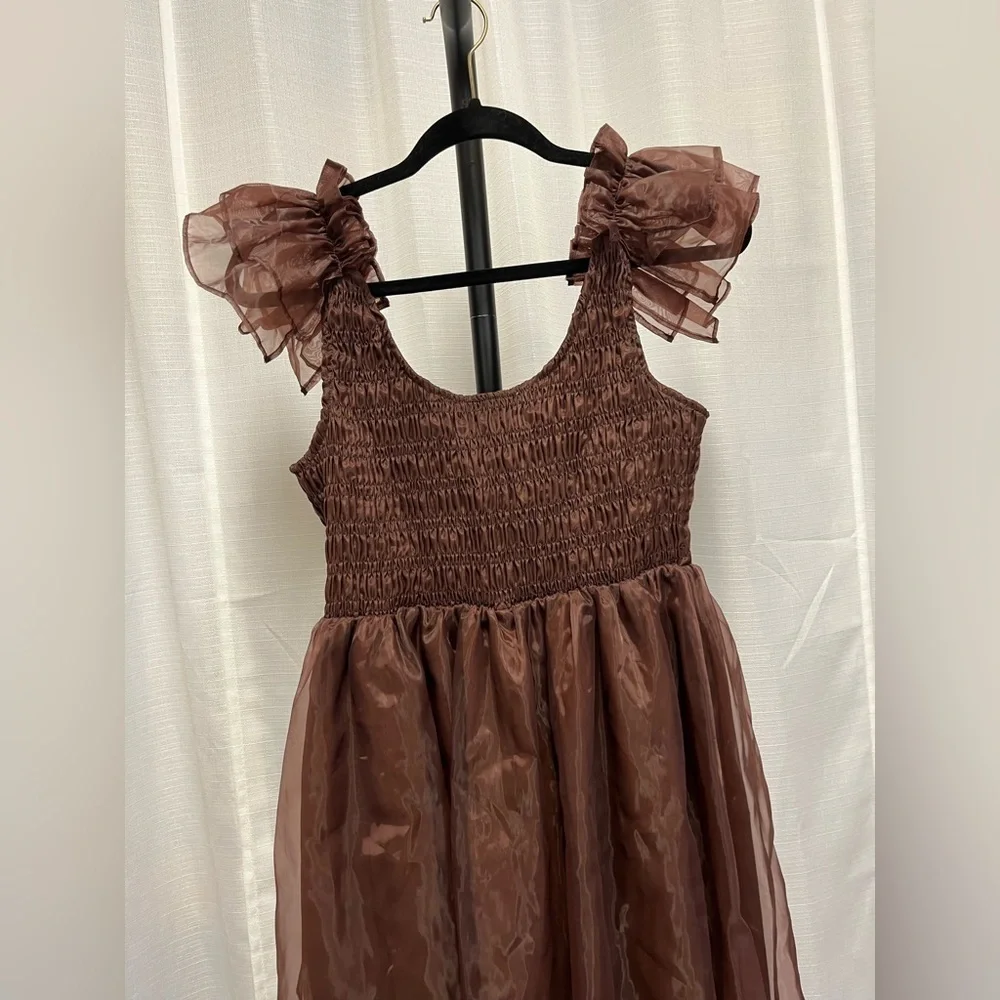 Sofie the label taffeta midi brown dress whimsigoth/fairycore style | size S - Picture 5 of 8
